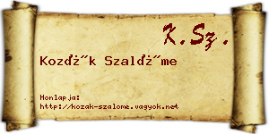 Kozák Szalóme névjegykártya